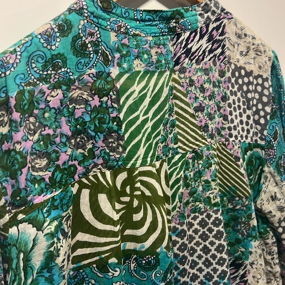 Boho Lightweight Cotton Blouse, Coconut Buttons, Made in Nepal, Size L - Picture 7 of 12